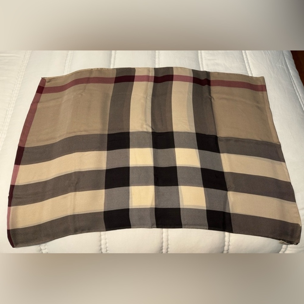 Authentic Burberry iconic check silk scarf